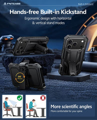 FNTCASE für iPhone 17 Pro Max Hülle: Robuste Handyhülle in Militärqualität mit Ständer und Gürtelclip-Holster 