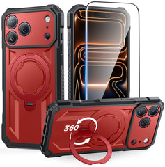 iPhone 17 Pro Max Magnetic Rugged Case Featuring Ring Kickstand Military Grade Protection