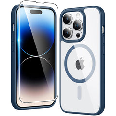 FNTCASE for iPhone 14 Pro Case: Clear Anti Yellowing Magnetic Military Grade Drop Protection Cell Phone Cover - Rugged Shockproof Protective Bumper Transparent
