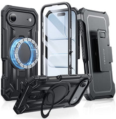 FNTCASE for iPhone Air Case with Ring Holder Magnetic Kickstand Military Grade Shockproof Protective Rugged Cell Phone Cover with Belt Clip Holster