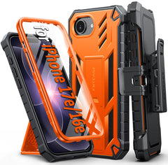 iPhone 17E 16E Phone Case: Rugged Protective Phone Case with Belt Clip Holster and Kickstand