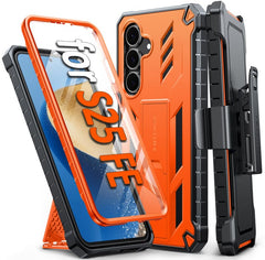 FNTCASE for Samsung Galaxy S25 FE Case: Military Grade Rugged Cell Phone Cover with Kickstand and Belt Clip Holster