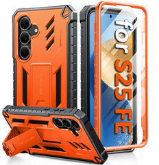 FNTCASE For Samsung Galaxy S25 FE Phone Case: Military Grade Shockproof with Built-in Screen Protector and Kickstand