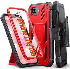 iPhone 17E 16E Phone Case: Rugged Protective Phone Case with Belt Clip Holster and Kickstand
