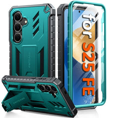 FNTCASE For Samsung Galaxy S25 FE Phone Case: Military Grade Shockproof with Built-in Screen Protector and Kickstand