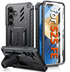 FNTCASE For Samsung Galaxy S25 FE Phone Case: Military Grade Shockproof with Built-in Screen Protector and Kickstand