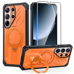 Samsung S26 Ultra Magnetic Rugged Case Featuring Ring Kickstand Military Grade Protection