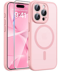 FNTCASE for iPhone 15 Pro Max Case: Strong Magnetic Translucent Matte Slim Shockproof Protective Drop Full Protection Phone Cover
