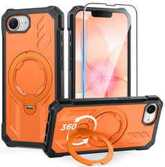 iPhone 17E 16E Magnetic Rugged Case Featuring Ring Kickstand Military Grade Protection