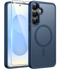 FNTCASE for Samsung Galaxy S25+/ S24+ 6.7 Inch Phone Case: Magnetic Translucent Matte Shockproof Slim Phone Cover - Military Grade Drop Proof Hard Back Anti-Fingerprint Protective Case