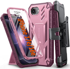 iPhone 17E 16E Phone Case: Rugged Protective Phone Case with Belt Clip Holster and Kickstand