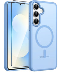 FNTCASE Samsung Galaxy S25 FEケース: 強力なマグネット式半透明マットスリム耐衝撃保護落下保護電話カバー