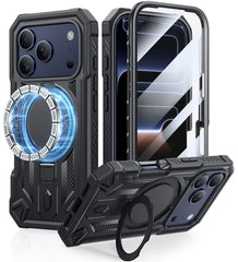 FNTCASE for iPhone 17 Pro Case with Ring Holder Magnetic Kickstand Military Grade Shockproof Protective Rugged Cell Phone Cover