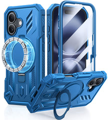 FNTCASE for iPhone 16 Case with Ring Holder Magnetic Kickstand Military Grade Shockproof Protective Rugged Cell Phone Cover