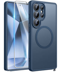 Samsung Galaxy S24 Ultra Phone Case: Magnetic Translucent Matte Shockproof Slim Phone Cover - Military Grade Drop Proof Hard Back Anti-Fingerprint Protective Case