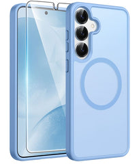 Samsung Galaxy S25/ S24 6,2 Zoll Handyhülle: Magnetische, durchscheinende, matte, stoßfeste, schlanke Handyhülle – Militärstandard-zertifizierte, sturzsichere Hardcase-Rückseite mit Anti-Fingerabdruck-Schutz