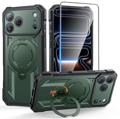 iPhone 17 Pro Max Magnetic Rugged Case Featuring Ring Kickstand Military Grade Protection