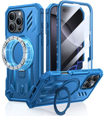 FNTCASE for iPhone 16 Pro Max Case with Ring Holder Magnetic Kickstand Military Grade Shockproof Protective Rugged Cell Phone Cover