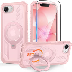 iPhone 17E 16E Magnetic Rugged Case Featuring Ring Kickstand Military Grade Protection