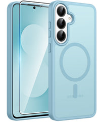 FNTCASE Samsung Galaxy S25 FEケース: 強力なマグネット式半透明マットスリム耐衝撃保護落下保護電話カバー