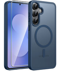 FNTCASE Samsung Galaxy S25 FEケース: 強力なマグネット式半透明マットスリム耐衝撃保護落下保護電話カバー