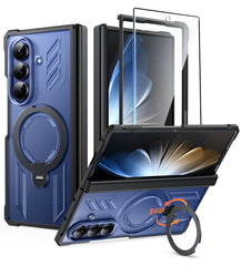 Samsung Galaxy Z Fold 7 Magnetic Rugged Case Featuring Ring Kickstand Military Grade Protection