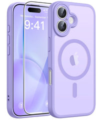 FNTCASE iPhone 16用ケース: 強力なマグネット式半透明マットスリム耐衝撃保護落下完全保護電話カバー