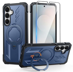 Samsung Galaxy S25 FE Magnetic Rugged Case Featuring Ring Kickstand Military Grade Protection