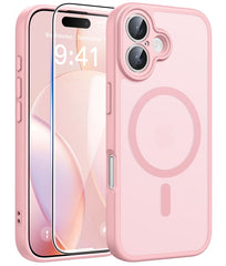 FNTCASE for iPhone 16 Case: Strong Magnetic Translucent Matte Slim Shockproof Protective Drop Full Protection Phone Cover