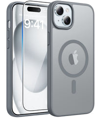 iPhone 15/ 14/ 13 Phone Case: Magnetic Charging Shockproof Magsafe Support - Frosted Oil Spray Touch