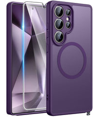 Samsung Galaxy S24 Ultra Phone Case: Magnetic Translucent Matte Shockproof Slim Phone Cover - Military Grade Drop Proof Hard Back Anti-Fingerprint Protective Case