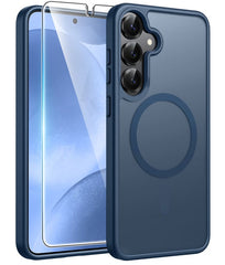 Samsung Galaxy S25/ S24 6,2 Zoll Handyhülle: Magnetische, durchscheinende, matte, stoßfeste, schlanke Handyhülle – Militärstandard-zertifizierte, sturzsichere Hardcase-Rückseite mit Anti-Fingerabdruck-Schutz