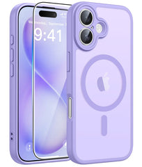 FNTCASE iPhone 16 Plus用ケース: 強力なマグネット式半透明マットスリム耐衝撃保護落下完全保護電話カバー