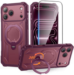 iPhone 18 Pro Max Magnetic Rugged Case Featuring Ring Kickstand Military Grade Protection