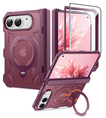 iPhone 18 Ultra 2026 with Hinge Protection Translucent Magnetic Rugged Case Featuring Ring Kickstand Military Grade Protection