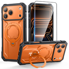 iPhone 17 Pro Max Magnetic Rugged Case Featuring Ring Kickstand Military Grade Protection