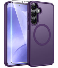 Samsung Galaxy S25/ S24 6,2 Zoll Handyhülle: Magnetische, durchscheinende, matte, stoßfeste, schlanke Handyhülle – Militärstandard-zertifizierte, sturzsichere Hardcase-Rückseite mit Anti-Fingerabdruck-Schutz