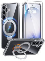 Samsung S26 FE Case: 360° Spin Magnetic Stand, MagSafe, Screen Protector, Translucent Matte Military Grade Shockproof Full Camera Protective Phone Cover