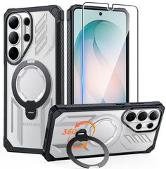 Samsung S26 Ultra Magnetic Rugged Case Featuring Ring Kickstand Military Grade Protection