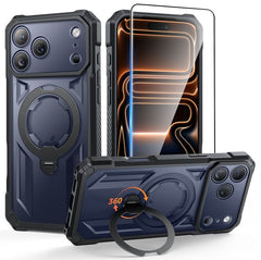 iPhone 17 Pro Max Magnetic Rugged Case Featuring Ring Kickstand Military Grade Protection