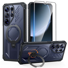 Samsung S26 Ultra Magnetic Rugged Case Featuring Ring Kickstand Military Grade Protection