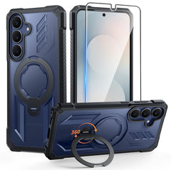 Samsung Galaxy S25 FE Magnetic Rugged Case Featuring Ring Kickstand Military Grade Protection