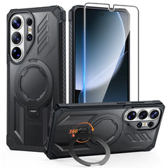 Samsung S26 Ultra Magnetic Rugged Case Featuring Ring Kickstand Military Grade Protection