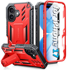 FNTCASE For iPhone 17 Phone Case: Military Grade Shockproof with Built-in Screen Protector and Kickstand