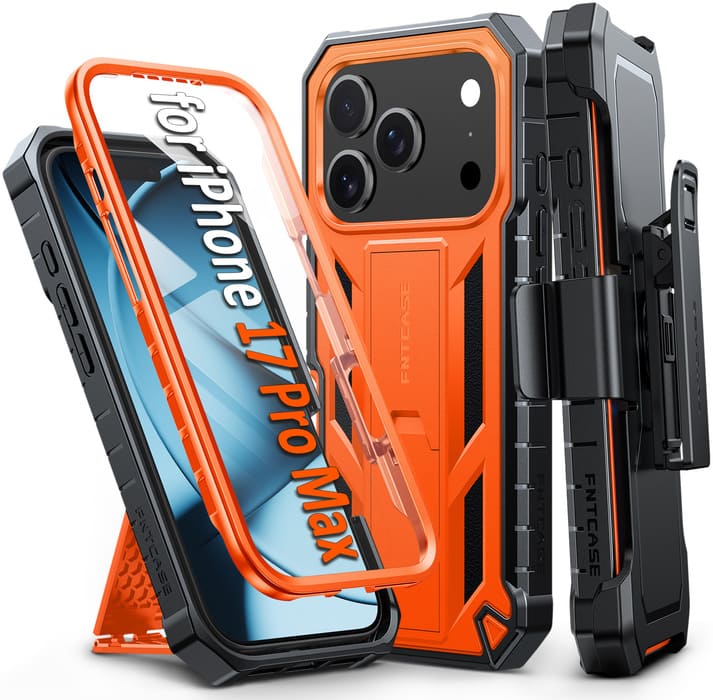 iPhone 17 Pro Max Case: Military Grade Rugged Cell Phone Cover with Kickstand and Belt Clip Holster FNTCASE OFFICIAL iPhone 17 Pro Max Case: Military Grade Rugged Cell Phone Cover with Kickstand and Belt Clip Holster FNTCASE OFFICIAL
