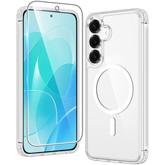 FNTCASE For Samsung Galaxy S25 FE 6.7 inch Clear Case: Magnetic Charging Shockproof Magsafe Support