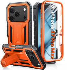 FNTCASE For iPhone 17 Pro Max 6.9 inch Phone Case: Military Grade Shockproof with Built-in Screen Protector and Kickstand