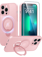 iPhone 13 Pro Case: 360° Spin Magnetic Stand, MagSafe, Screen Protector, Translucent Matte Military Grade Shockproof Full Camera Protective Phone Cover