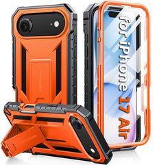 FNTCASE For iPhone 17 Air 6.6 inch Phone Case: Military Grade Shockproof with Built-in Screen Protector and Kickstand