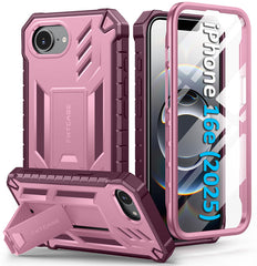FNTCASE For iPhone SE 4/ SE 2025/ 16E Phone Case: Military Grade Shockproof with Built-in Screen Protector and Kickstand